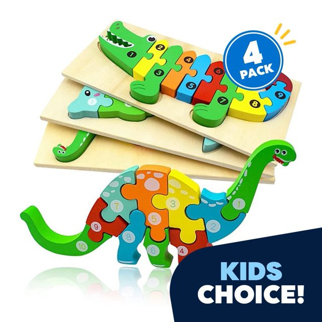 4 Pack - Montessori Wooden Puzzles + Coloring Book for Toddlers 2 3 4 5 Years Old, Animals Jigsaw... | Walmart (US)