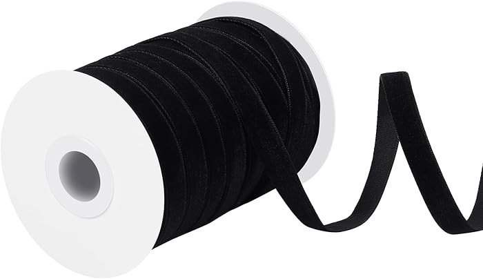 Black Velvet Ribbon 30 Yards 3/8 Inch Velvet Fabric Vintage Thin Ribbon for Choker Hair Bows Gift... | Amazon (US)