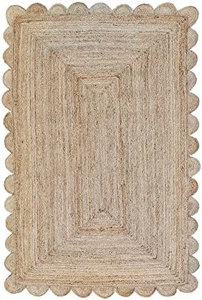 Gautam International Scalloped Natural Jute Area Rug, Color (5'X8') | Amazon (US)