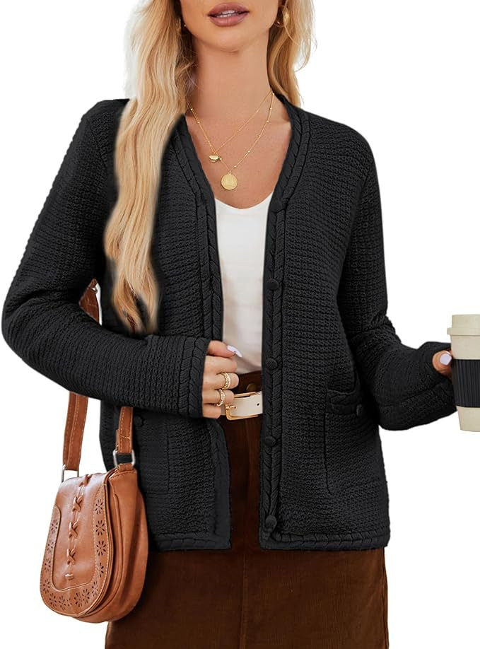 GRACE KARIN Women's Cardigan Sweaters Dressy Open Front Button Down Chunky Knit Cardigan Lady Swe... | Amazon (US)