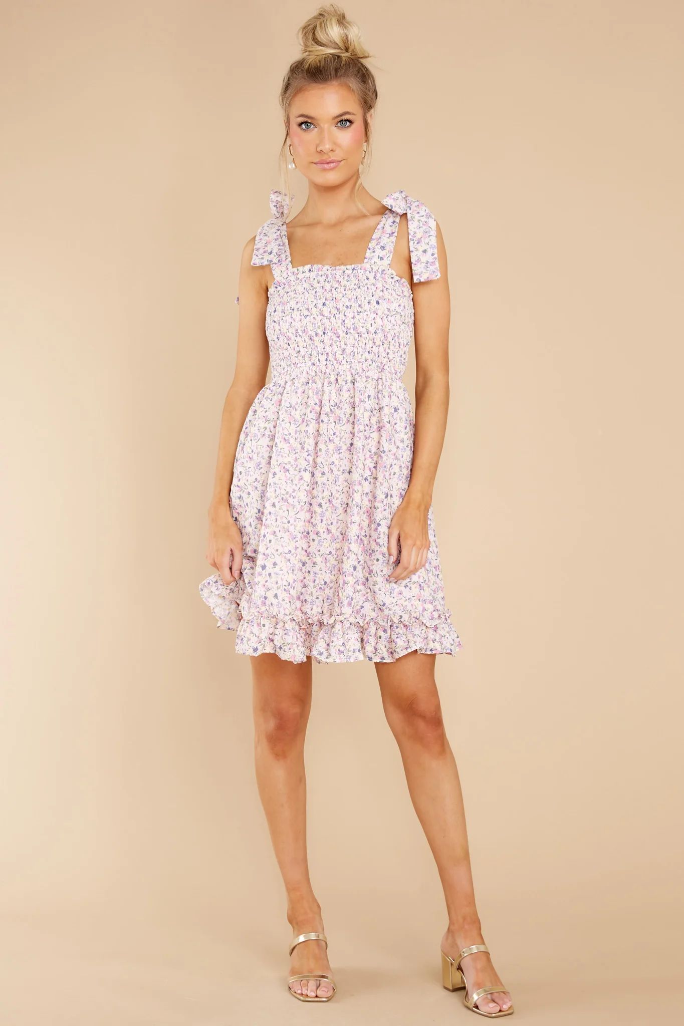 Whispering Winds Lavender Floral Print Dress | Red Dress 