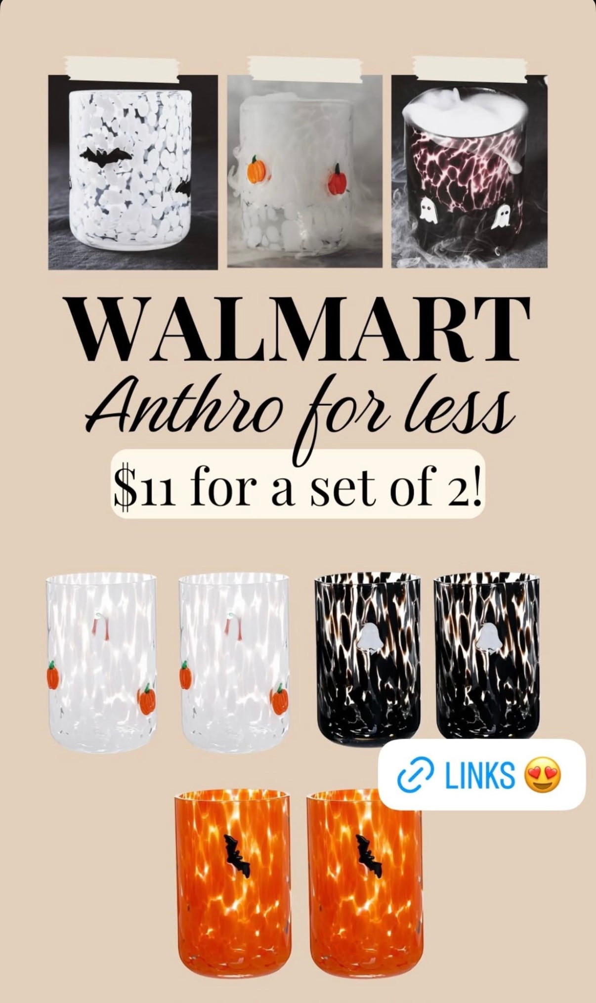 Anthropologie dupe Halloween juice glasses! These are only $11 for TWO!! #halloween #falldecor

#LTKSeasonal