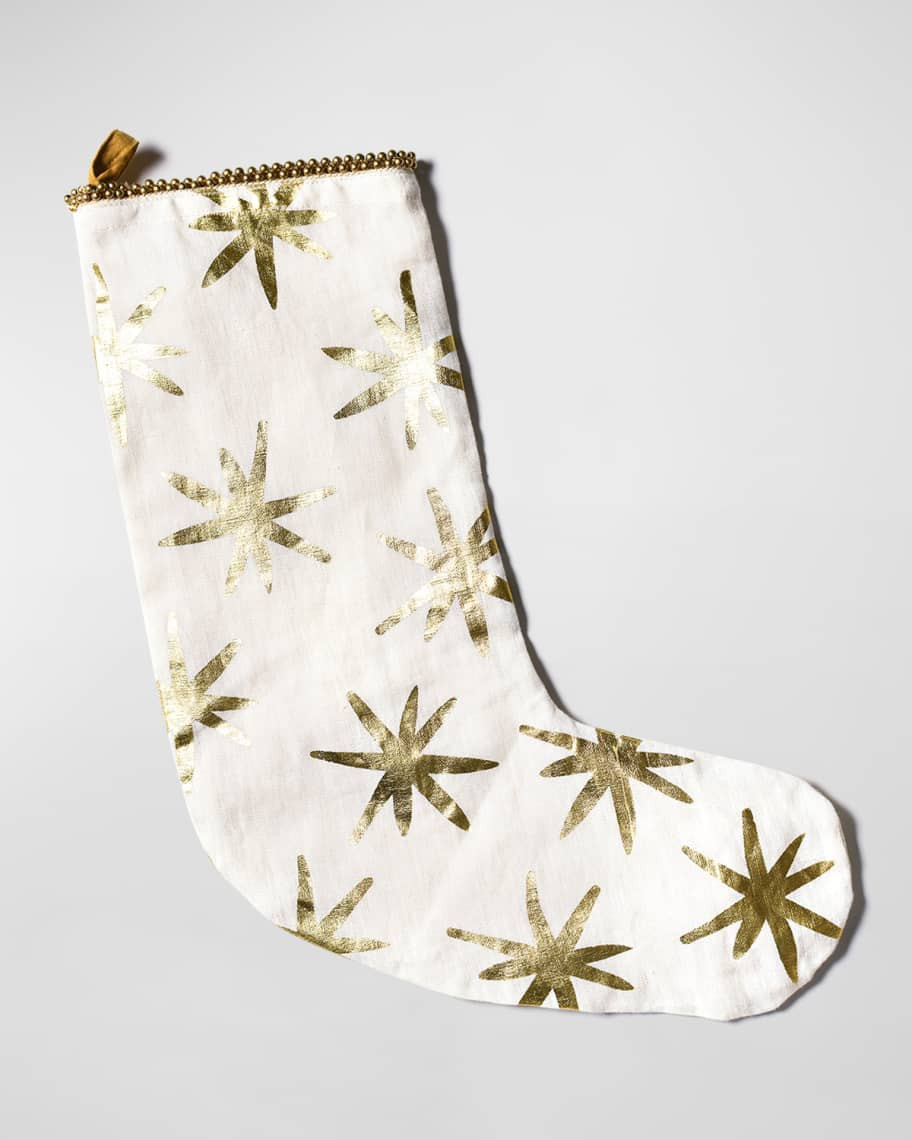 Coton Colors Gold Star Pattern Christmas Stocking | Horchow