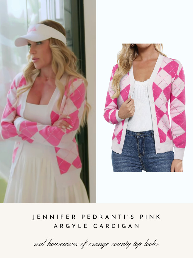 Jennifer Pedranti's Pink Argyle Cardigan 

 