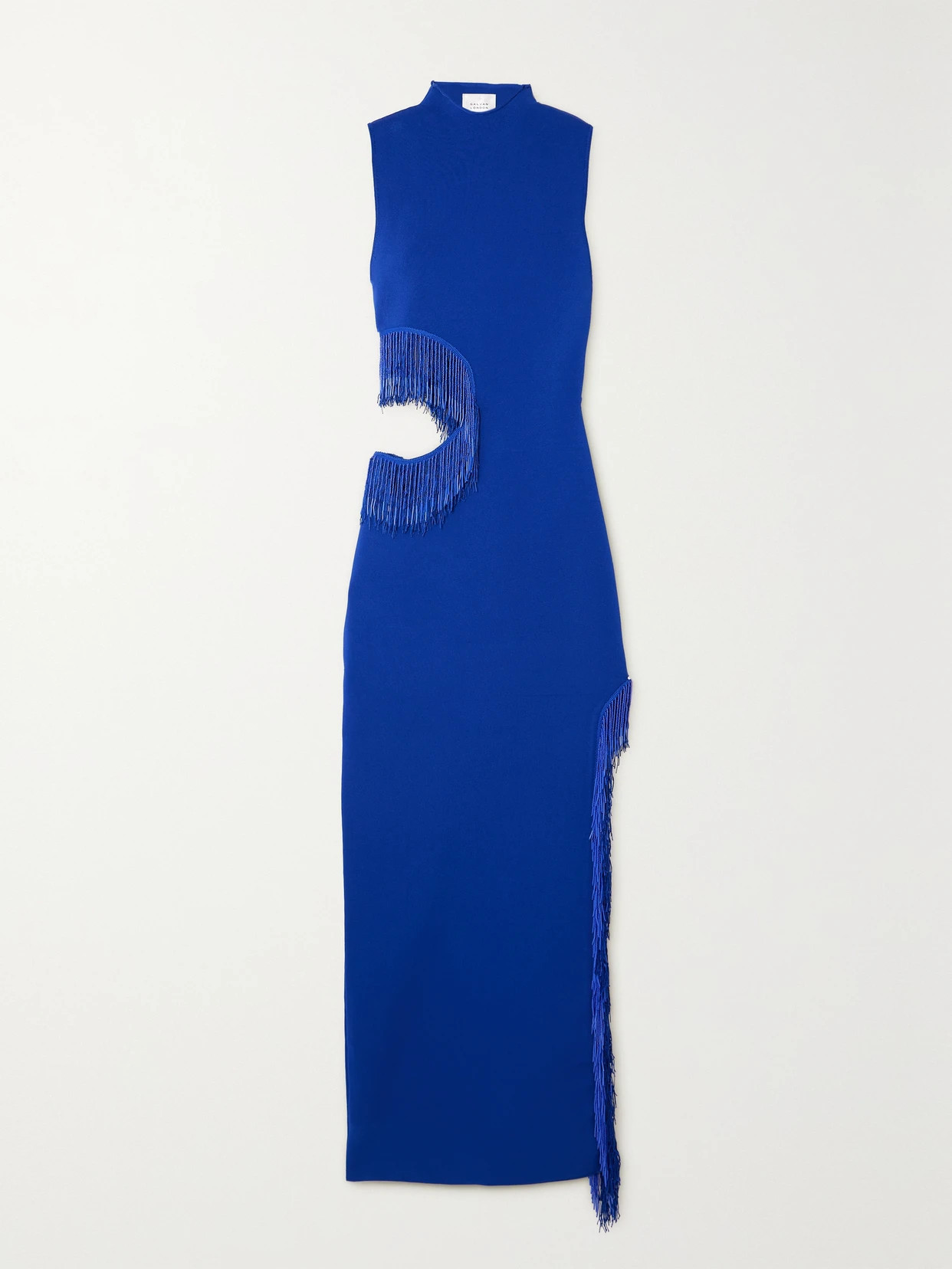 Galvan - Nova Beaded Fringed Cutout Jersey Gown - Blue | NET-A-PORTER (US)