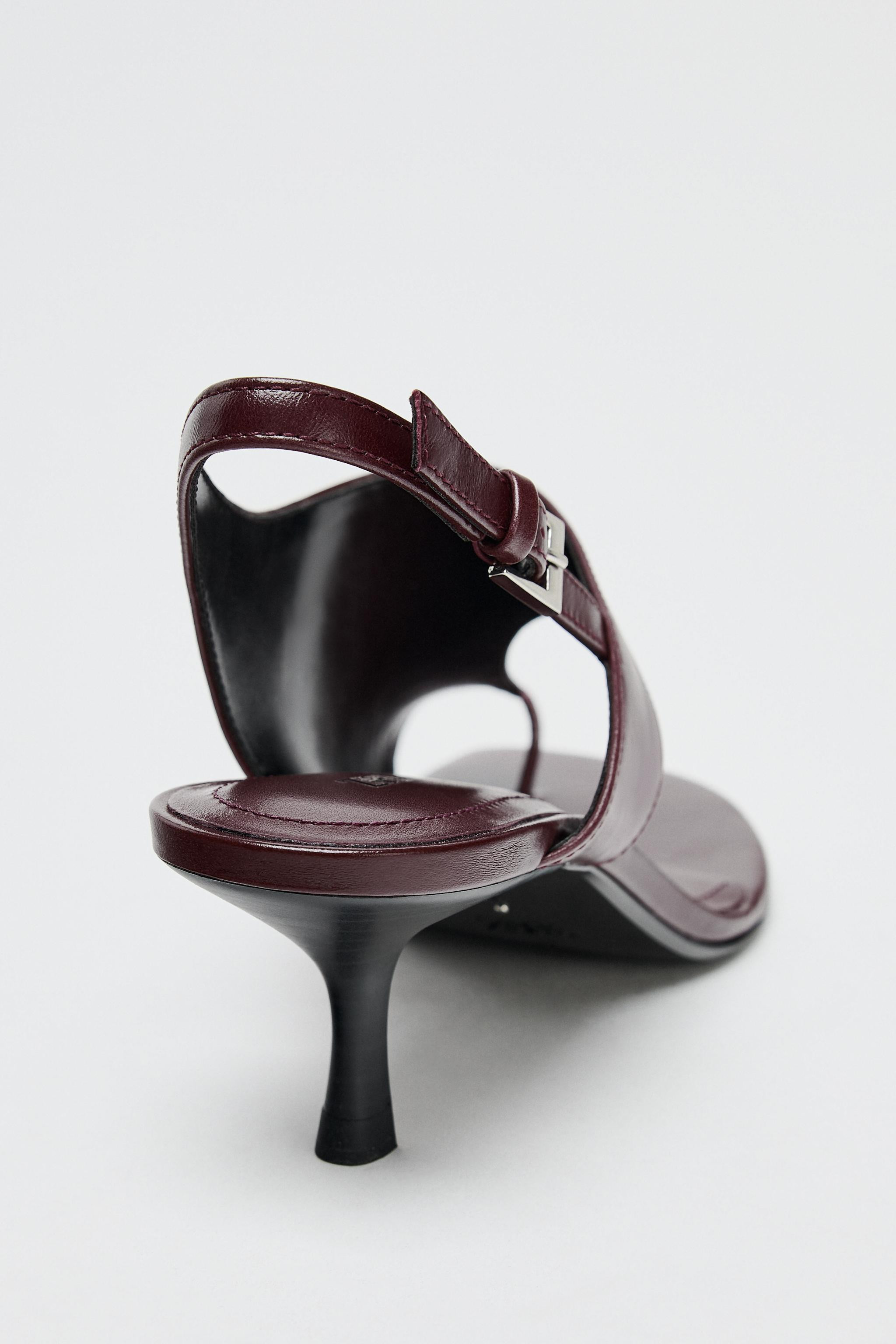 CHUNKY LEATHER HIGH HEELED SANDALS | Zara US