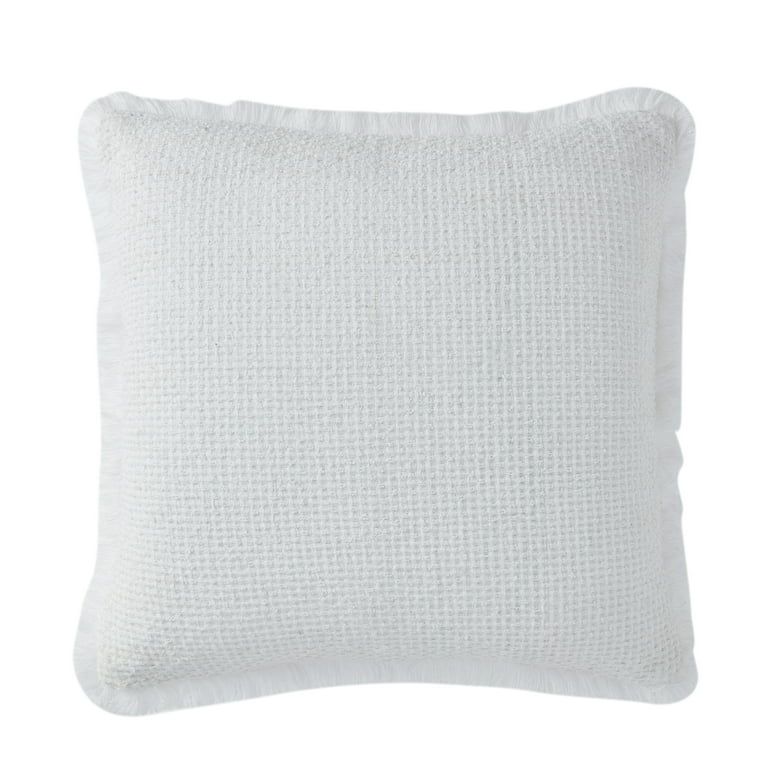 My Texas House Sabine Woven Fringe Square Decorative Pillow Cover, 20" x 20", Bright White | Walmart (US)