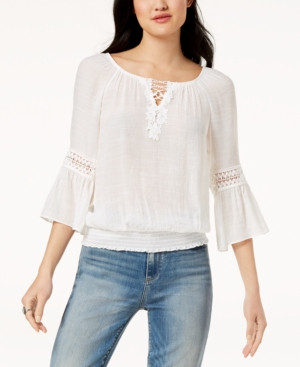 Bcx Juniors' Crochet-Trimmed Peasant Blouse | Macys (US)
