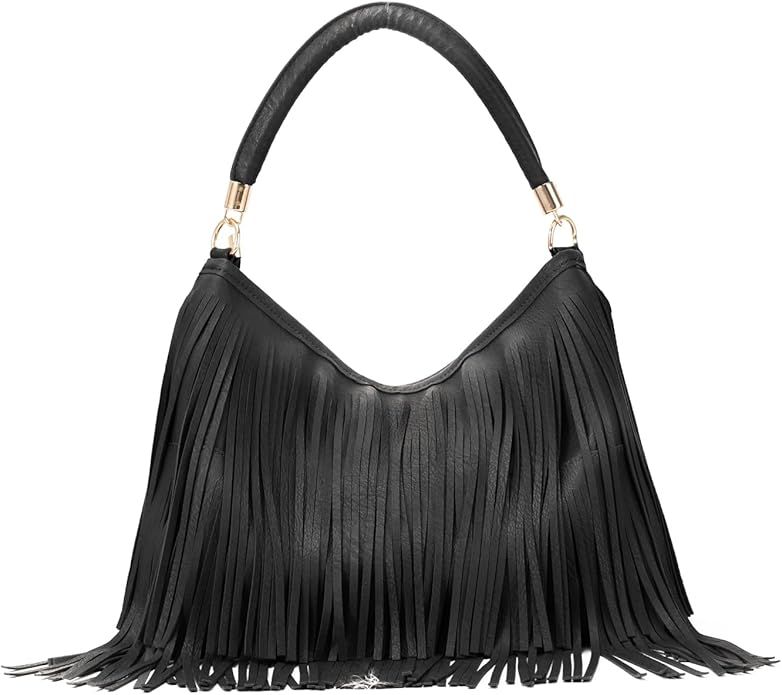 Emprier Fringe Shoulder Bag for Women Soft PU Leather Hobo Satchel Handbag Vintage Tassel Tote Ba... | Amazon (US)