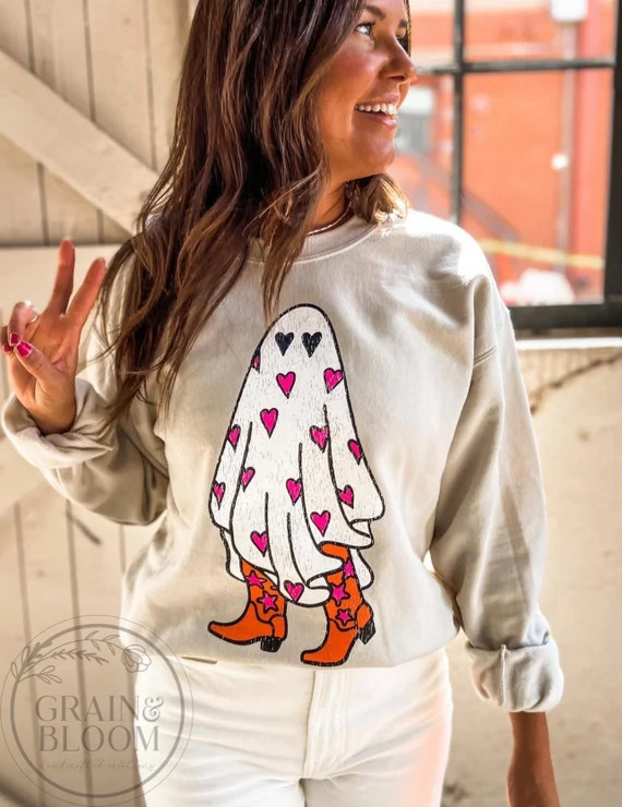BOO in BOOTS Sweatshirt   Ready to Ship   Screen Print - Etsy | Etsy (US)