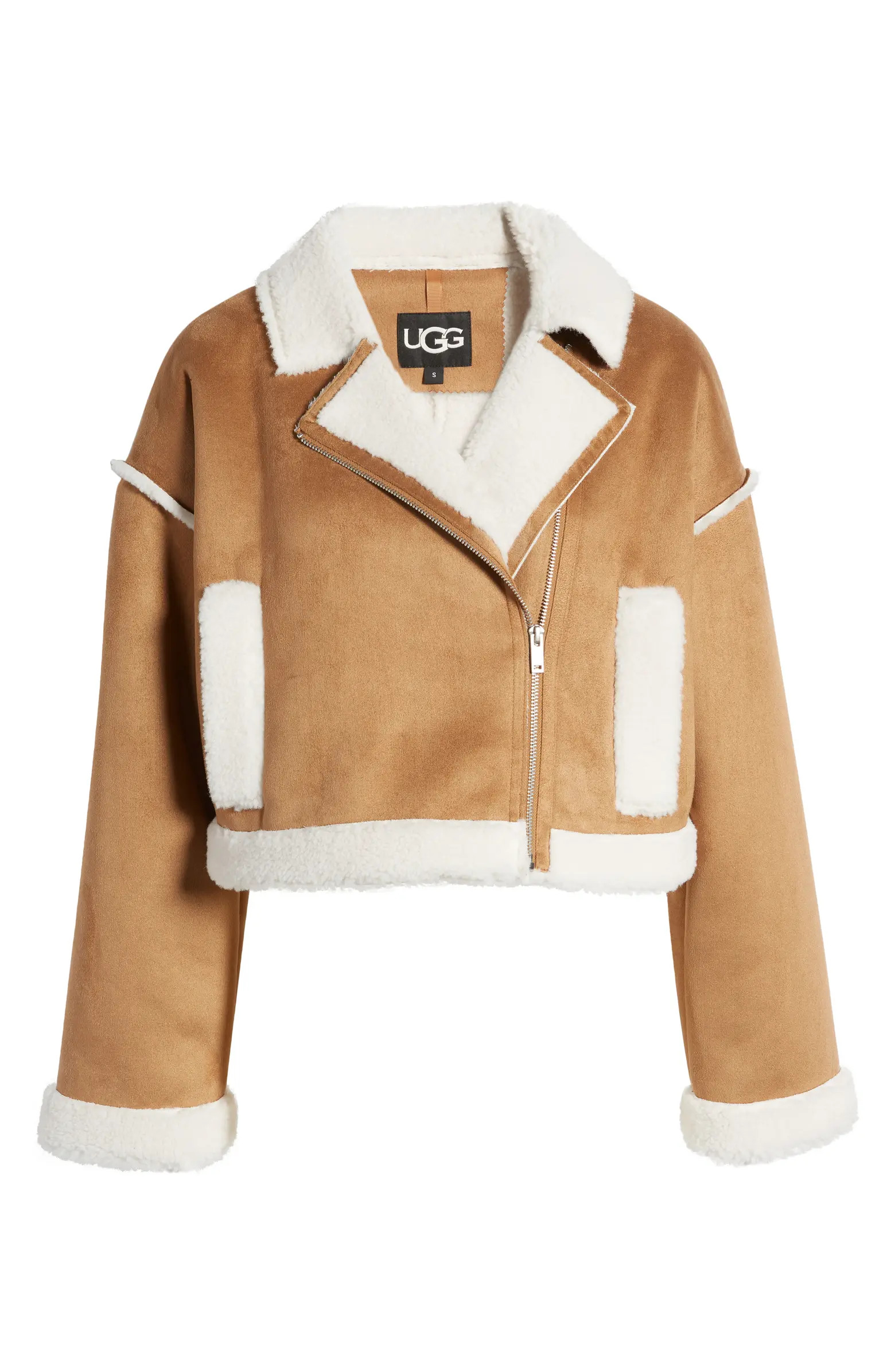 Takara Luxe Fluff Faux Shearling Crop Moto Jacket | Nordstrom