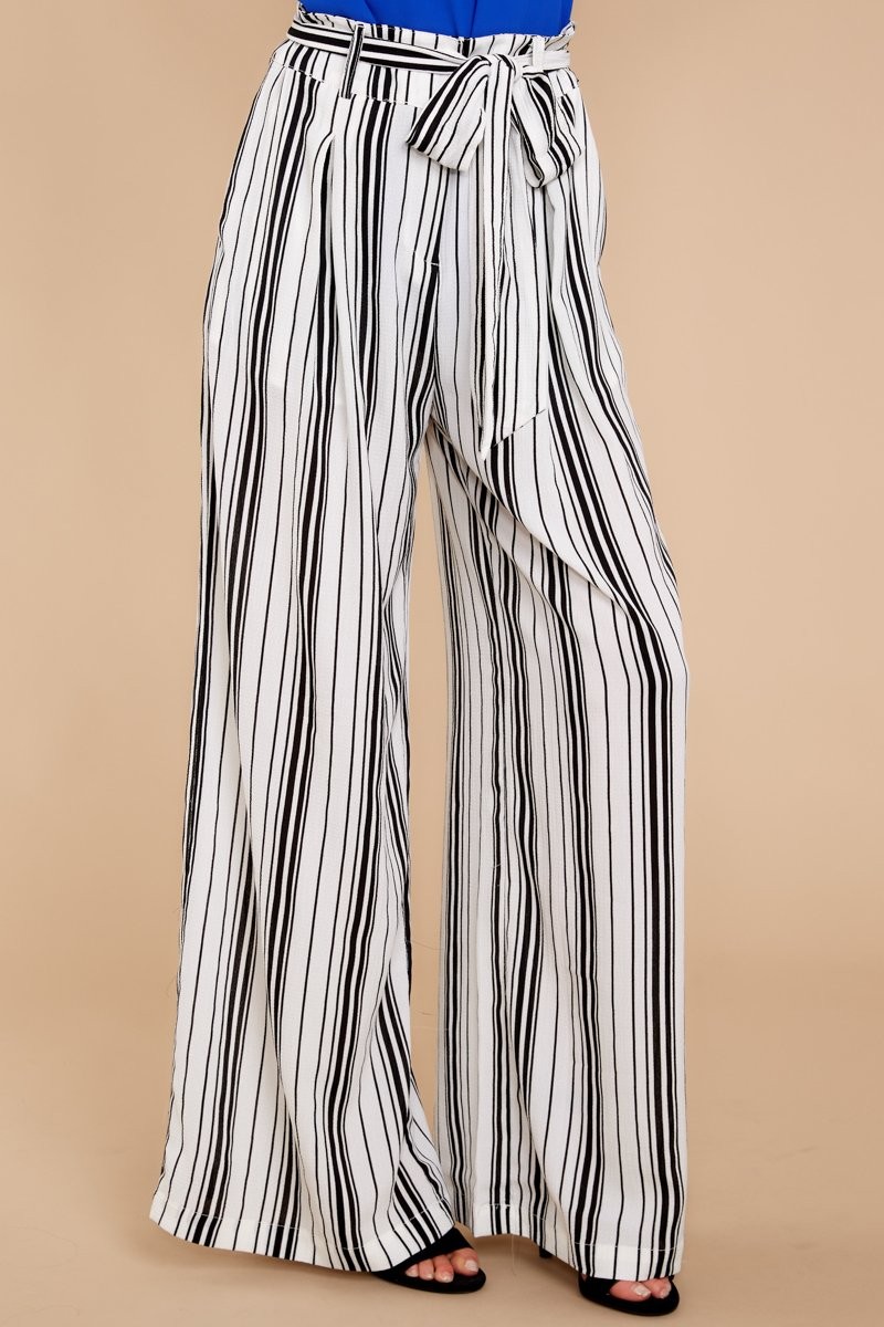 Not Happening Black And White Striped Pants | Red Dress 