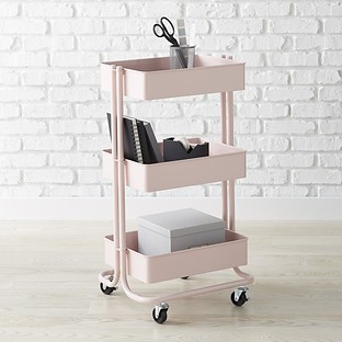 Blush 3-Tier Rolling Cart | The Container Store