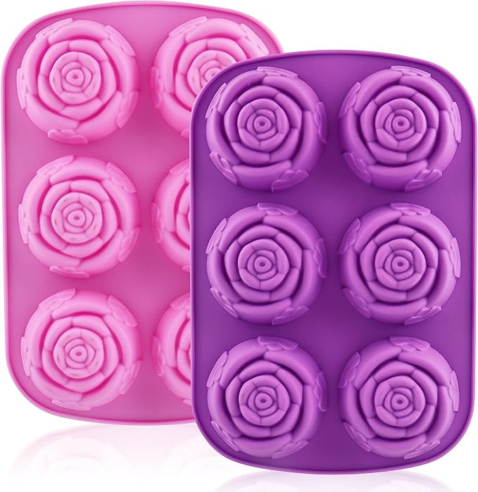 Rose Silicone Molds - 2 Pack Handmade Large Rose Flower Soap Mold - Food Grade DIY Bar Mould for ... | Amazon (US)