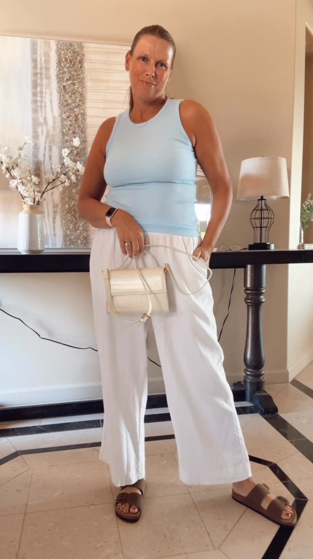 Classic style, white linen pants and a cute tank 

Linen pants outfit, spring outfit, summer outfit, European summer vibes, easy casual look, effortless style 

#LTKOver40 #LTKootd #LTKSeasonal