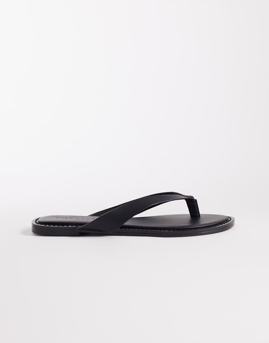 ASOS DESIGN Fenna premium leather flip flop in black | ASOS (Global)