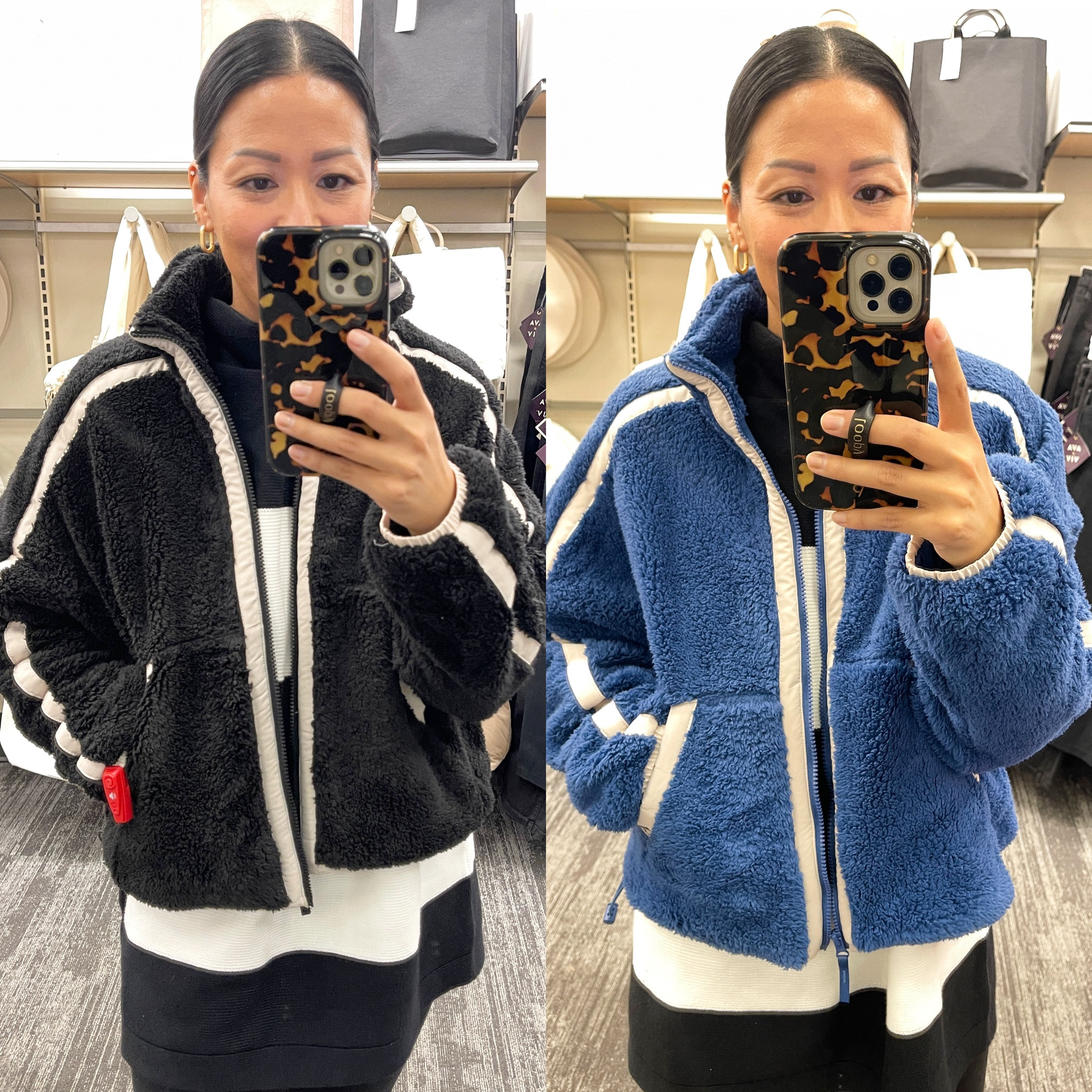 Size small black jacket
Size medium blue jacket


#LTKSaleAlert #LTKFindsUnder50 #LTKOver40