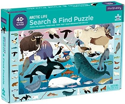 Mudpuppy Arctic Life Search & Find Puzzle, 64 Pieces, 23”x15.5” – for Kids Age 4-7 - Colorf... | Amazon (US)