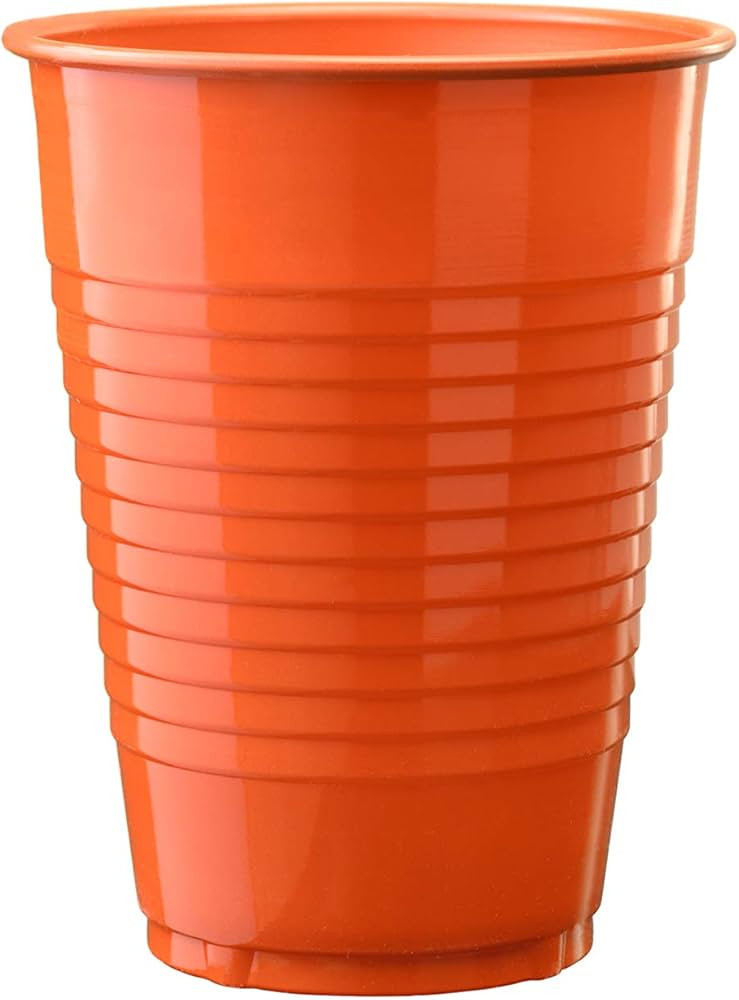 Amazon.com: Exquisite 50 Count - Orange 12 Oz Plastic Cups Disposable Party Cups - Orange Plastic... | Amazon (US)
