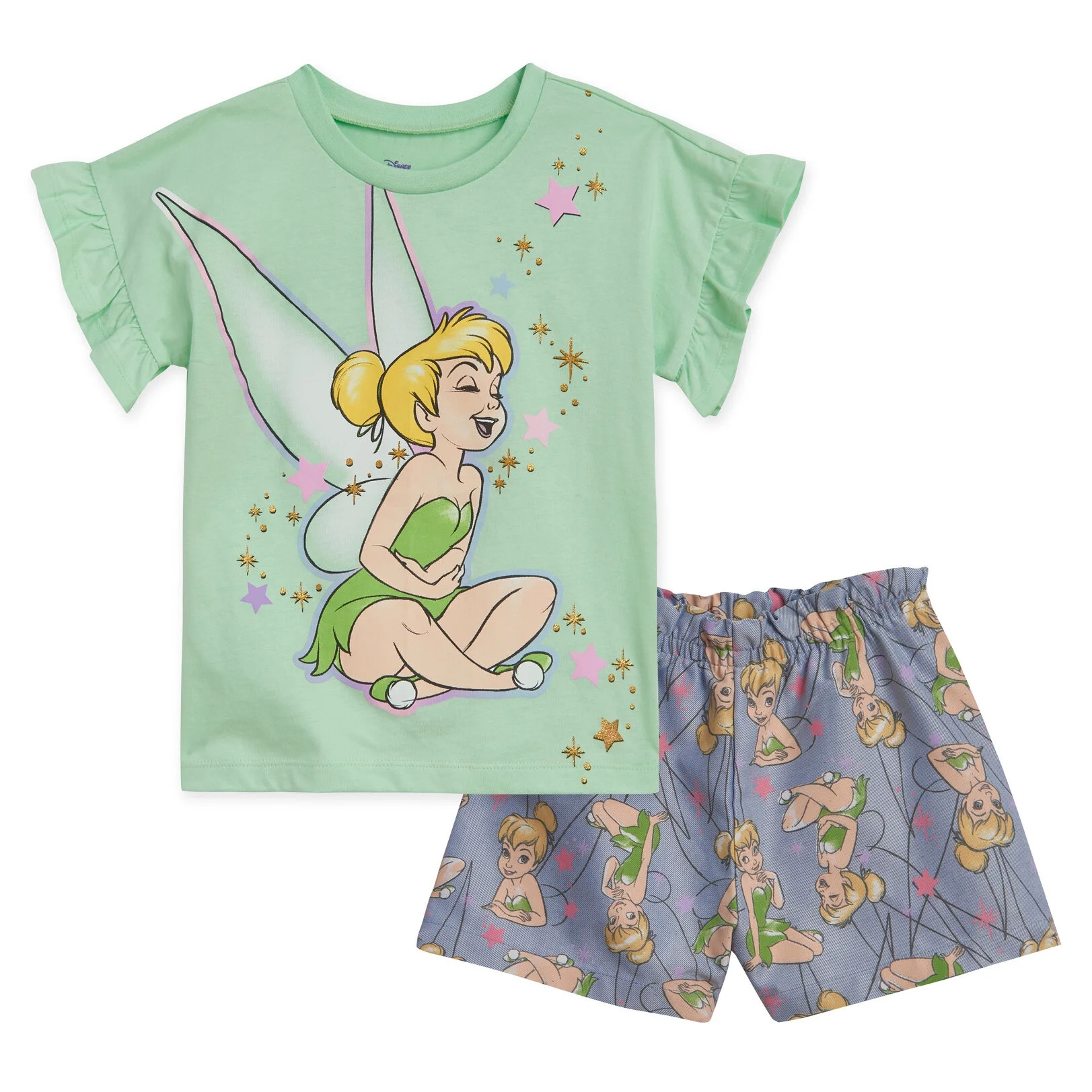 Disney Classics Tinker Bell Toddler Girls T-Shirt and Chambray Bike Shorts Outfit Set Infant to B... | Walmart (US)