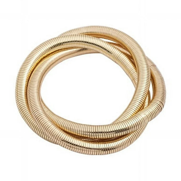 Snake Chain Bangle Bracelets Gold Chunky Stretch Snake Cobra Wide Bangle Twisted Bracelet Elastic... | Walmart (US)