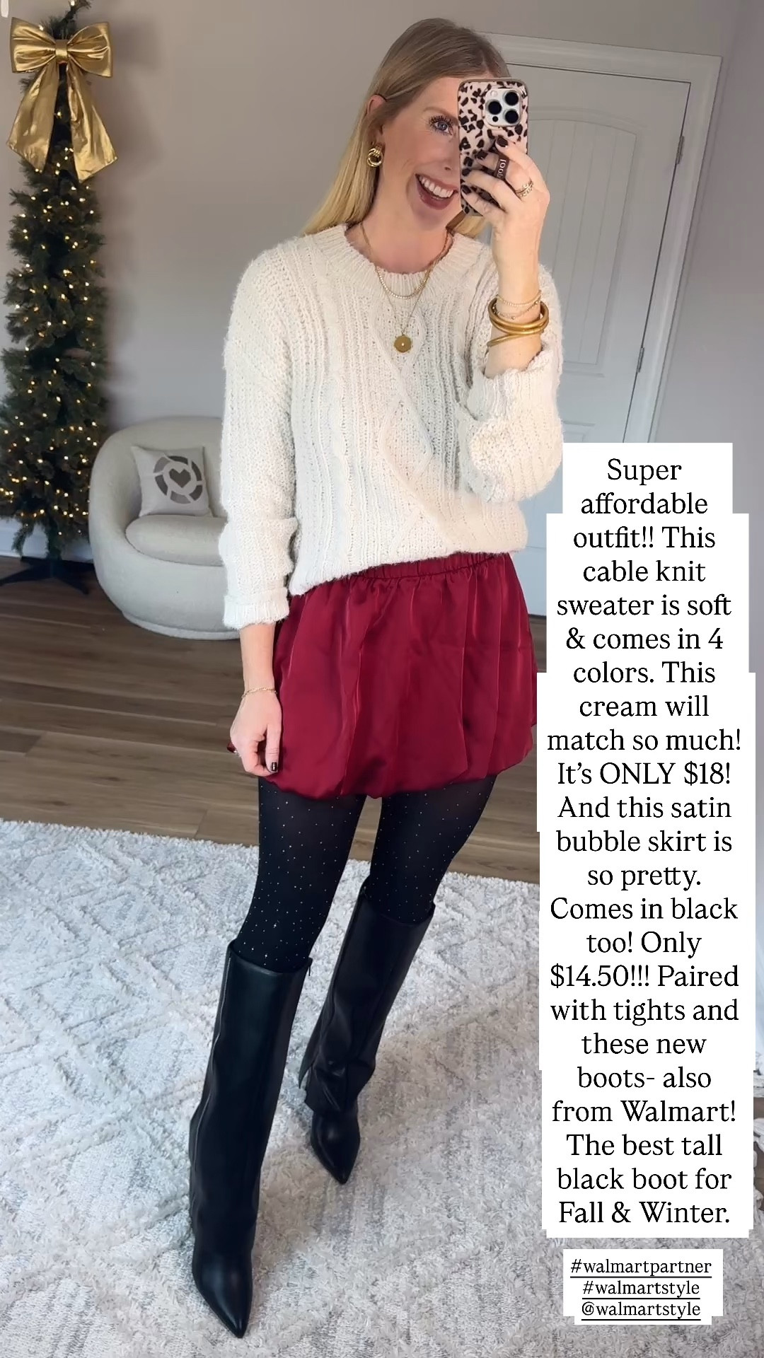 Weekend Walmart Wins Try-On
Cable knit sweater- small
Satin bubble skirt- small
Tall black boots with side zip- tts

#walmartpartner #walmartstyle @walmartstyle

#LTKFindsUnder50 #LTKShoeCrush #LTKHoliday