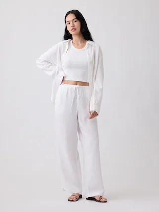 Relaxed Linen-Blend Wide-Leg Pants | Gap Factory