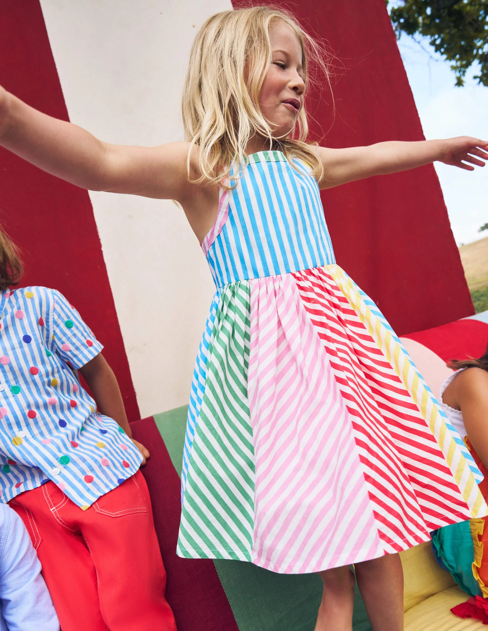 Harlow Back Detail Dress-Hotchpotch Multi Stripe | Boden (US)