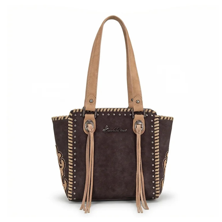 Montana West Western Tote Bag for Women Studded PU Leather Handbag with Fringe Tassel Fashion Med... | Walmart (US)