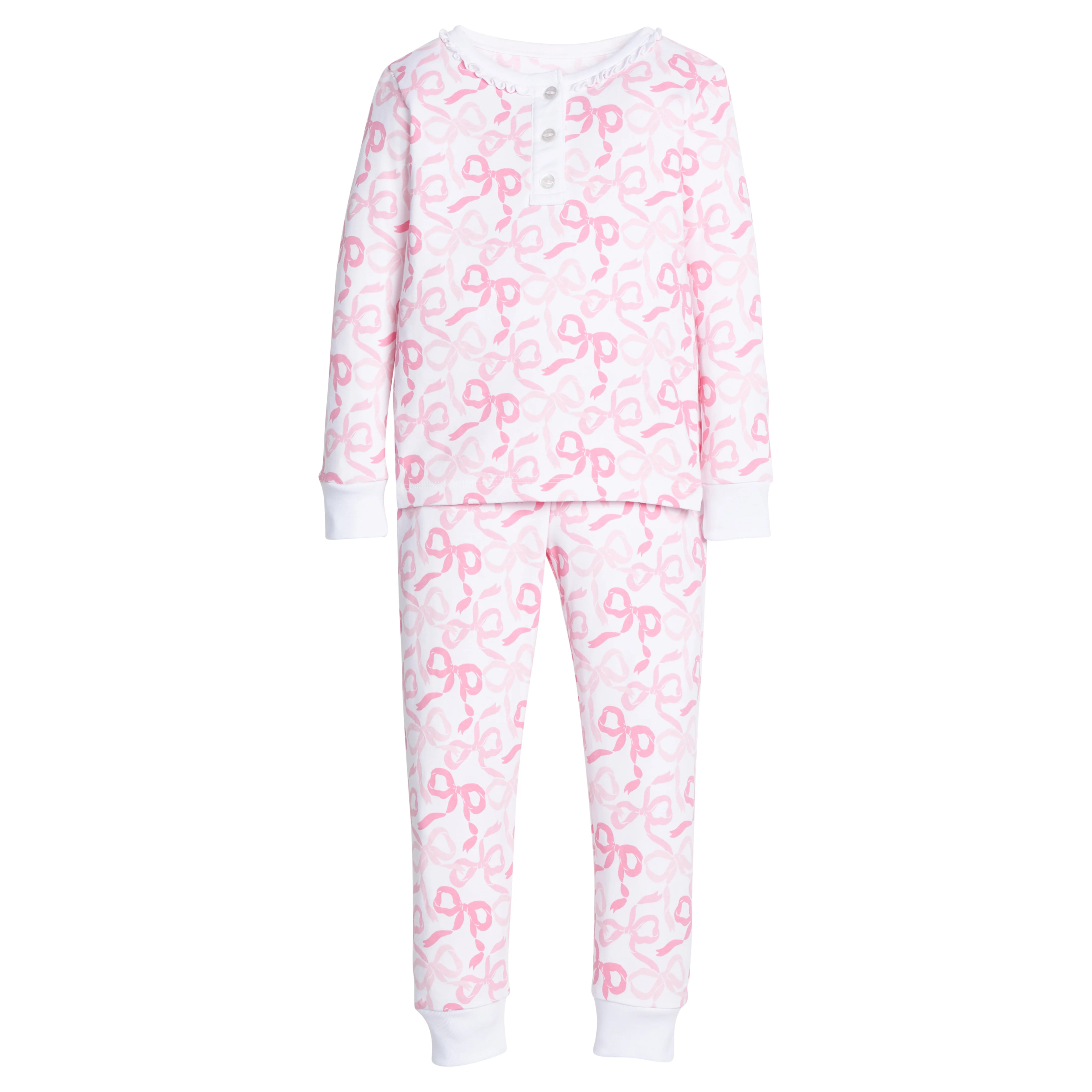 Little English Ruffled Printed Jammies - Bows and Ribbons | JoJo Mommy