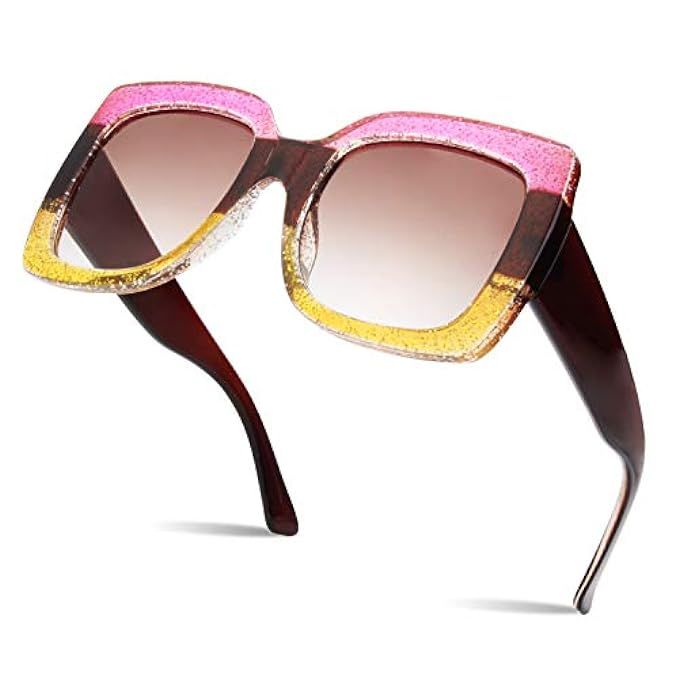 SUNIER Oversized Square Sunglasses for Women Multi Tinted Fashion Modern Shades | Amazon (US)