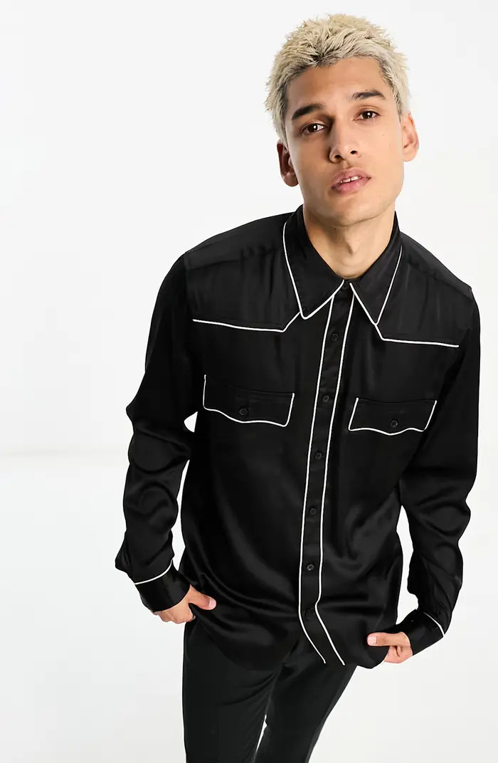 Regular Fit Western Piping Detail Button-Up Shirt | Nordstrom