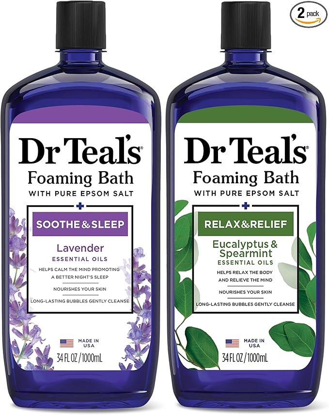 Dr Teal's Foaming Bath with Pure Epsom Salt, Lavender & Eucalyptus, 34 fl oz (Pack of 2) | Amazon (US)