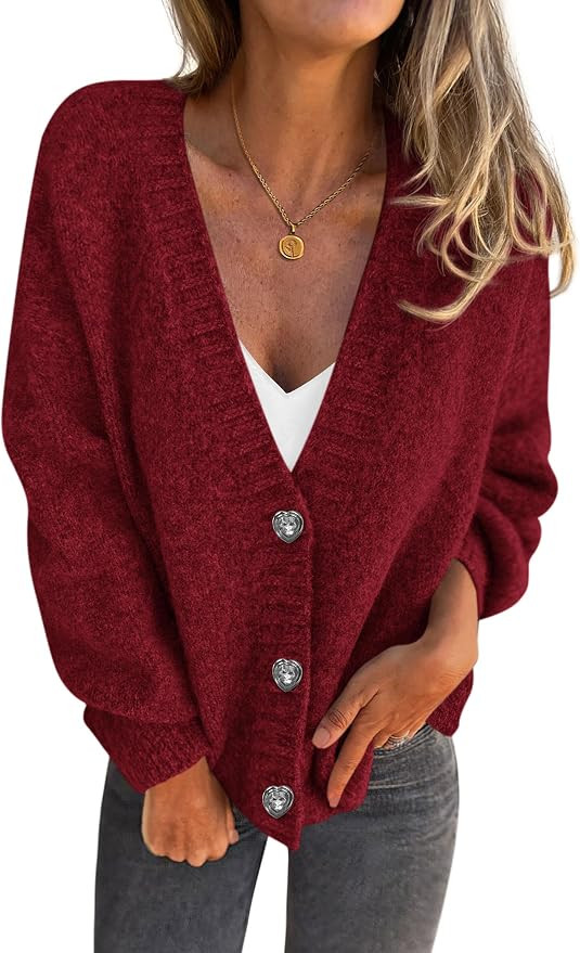 PRETTYGARDEN Cardigan Sweaters for Women Trendy Fall 2025 Long Sleeve Button Down Oversized Chunk... | Amazon (US)