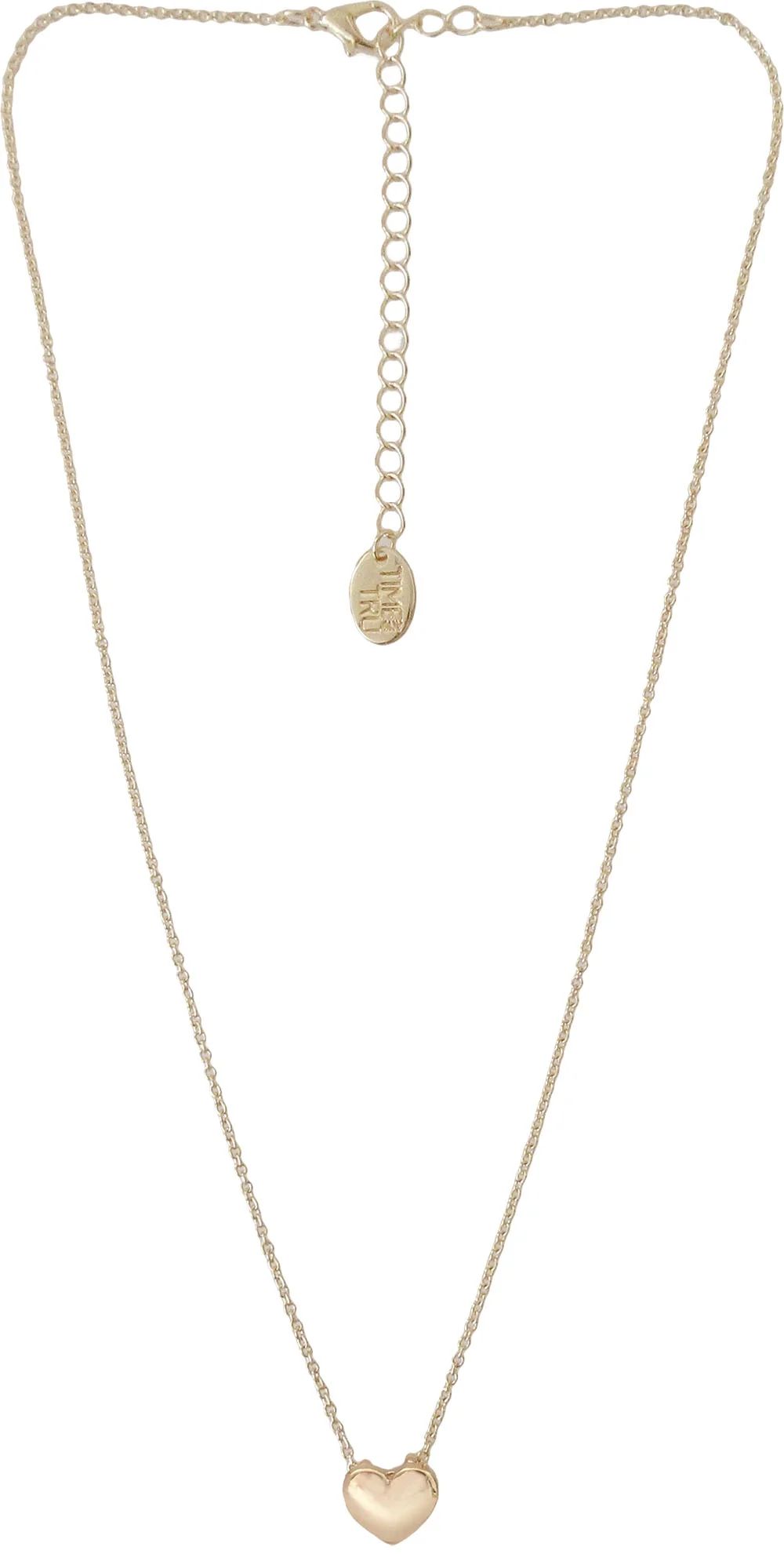 Time and Tru Women's Gold Tone Heart Pendant Necklace 18" with Extender | Walmart (US)