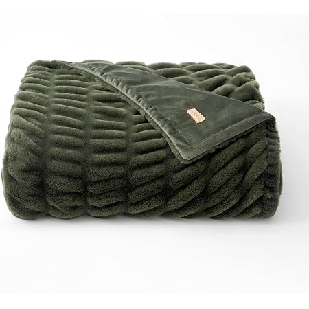 PHF Warm Faux Fur Throw Blanket, Ultra Soft Cozy, 50"x60", Oak | Amazon (US)