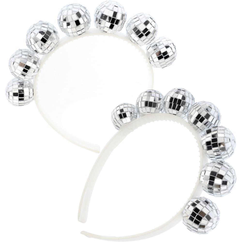 NODG 1970s Disco Ball Headband - Vintage Mirror Ball Silver Head Boppers for New Year's Eve Costu... | Amazon (US)