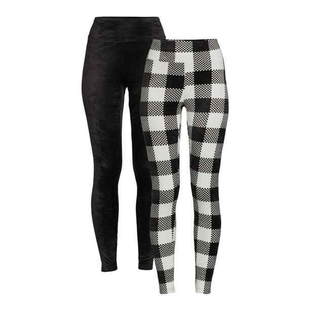 No Boundaries Juniors' Holiday Printed Velour Leggings, 2-Pack - Walmart.com | Walmart (US)
