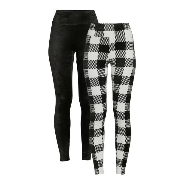 No Boundaries Juniors' Holiday Printed Velour Leggings, 2-Pack - Walmart.com | Walmart (US)