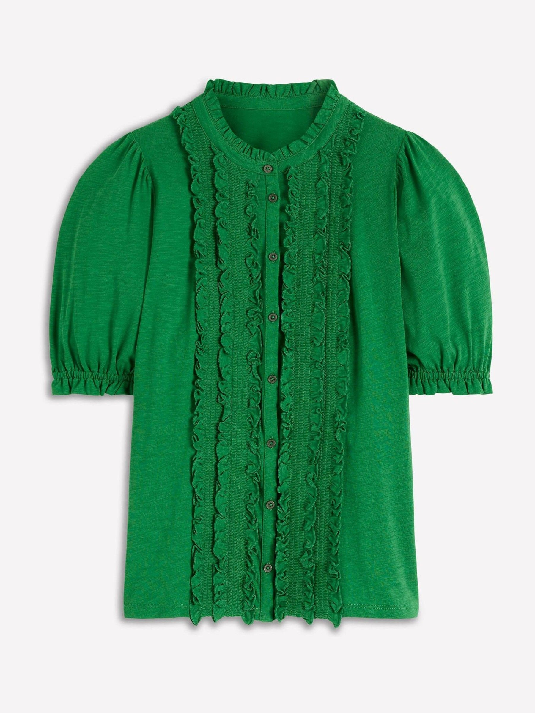 Boden Boden Green Eda Ruffle Front Shirt | Next US