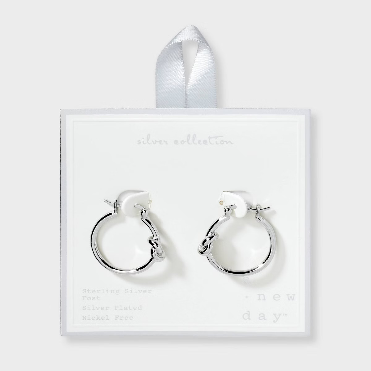 Sterling Silver Knotted Smooth Hoop Earrings - A New Day™: Clip-In Clasp, Polished Finish, Nick... | Target
