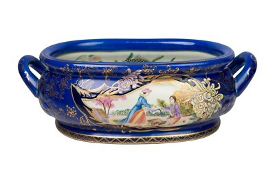 Dark Blue European Style Porcelain Handled Footbath 16" Length | eBay US