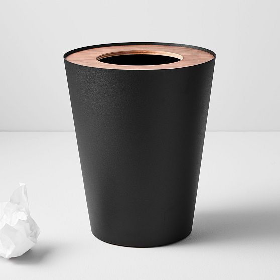 Yamazaki Rim Trash Can, Round, Black | West Elm (US)