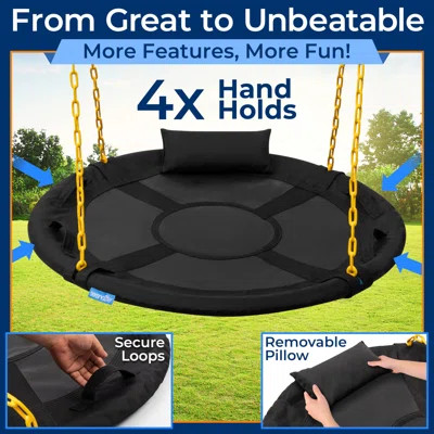Serenelife 40" Saucer Swing - Outdoor Swing Set With Heavy-Duty Chains & Hanging Kit, Swinging Seat Spinner With Pillow & Carry Bag, Weatherproof, Wat | Wayfair North America