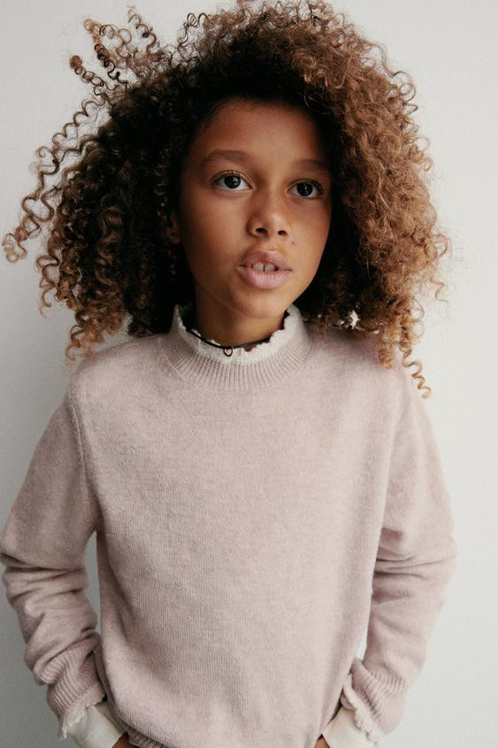 CROCHET TRIM KNIT SWEATER | Zara US