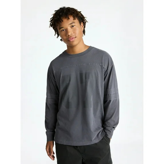 No Boundaries Men's & Big Men's Long Sleeves Varsity Tee ,Sizes XS-5XL | Walmart (US)