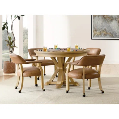 Rylie 50" Round 8 - Player Foldable Poker Table with Chairs | Wayfair North America
