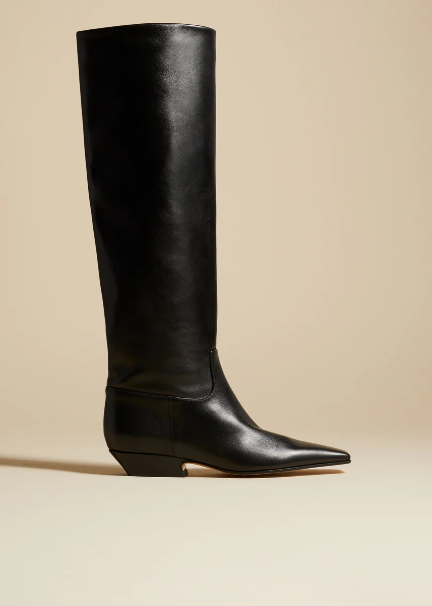 The Marfa Knee-High Boot in Black Leather | Khaite