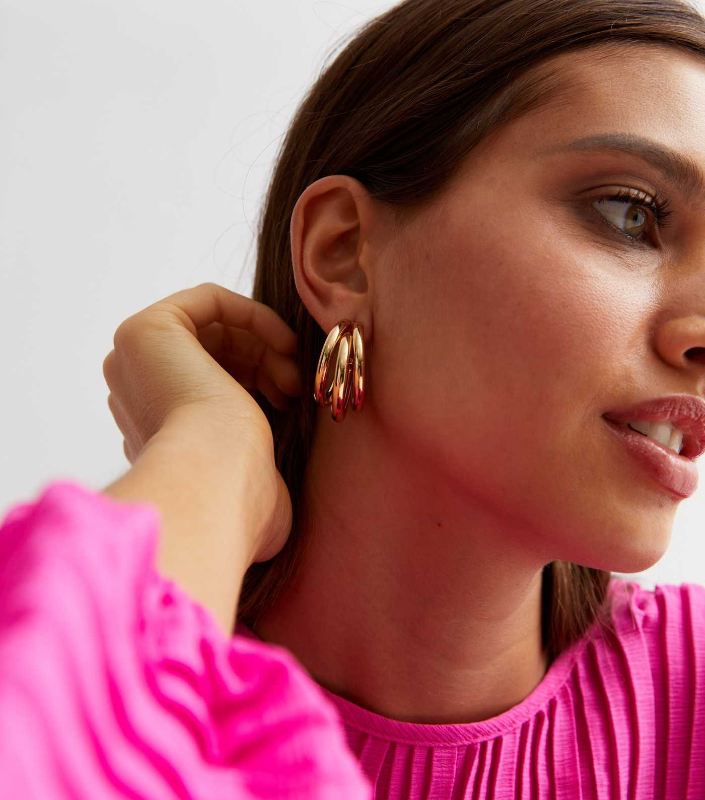 18ct Gold Plated Triple Hoop Earrings | New Look | New Look (UK)