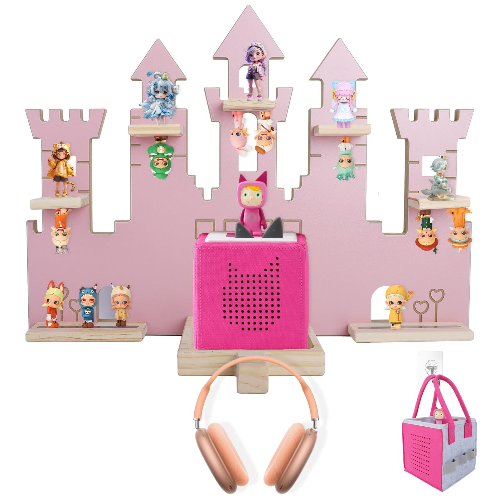 Large Tonie Shelf Castle for Toniebox,Magnetic Wooden Floating Shelves Compatible with Tonie Acce... | Amazon (US)